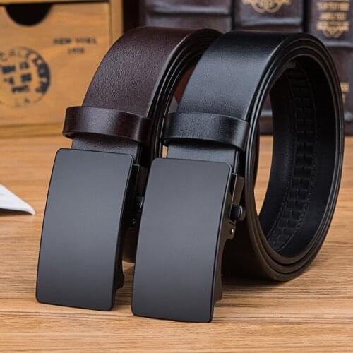 Extended Luxury First Layer Cowhide Mens Belt Black Automatic Buckle Business Casual Wild Large Size 140 150 160 Belt