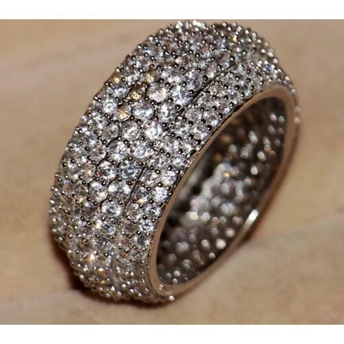 Choucong Wieck Luxury 330pcs tiny White 925 sterling silver AAA CZ stones Wedding Engagement Band Women Rings Gift Size 5-11