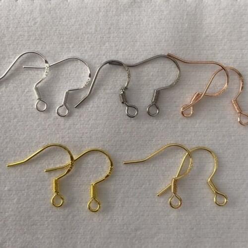 50pcs 925 Sterling Silver Gold Color Findings Earring Hooks Accessories DIY Jewelry Making Wholesale Parts Jewelrys 1.7*1.5cm