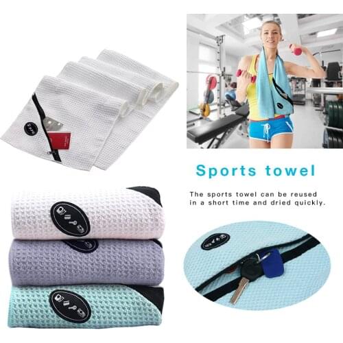 Sports Towel Super Absorbent Ultra Compact Towel with Zip Pocket for Camping Gym Beach Swimming Backpacking