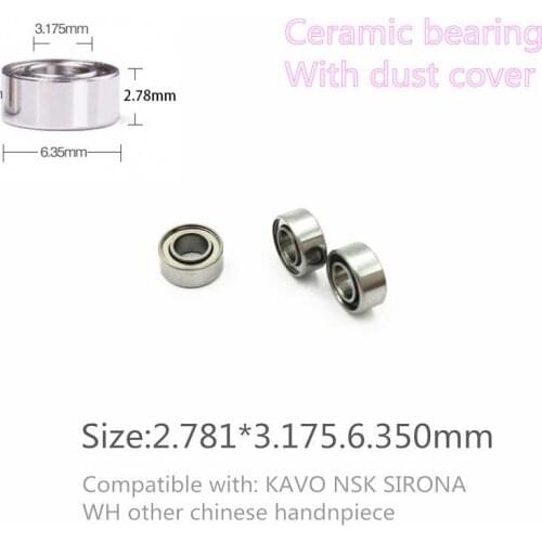 High Quality 10pc Hot sale dental ceramic bearing 3.175x6.35x2.78 Ceramic Ball 7/8 beads dental hand piece accessories