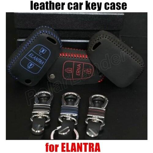 Only Red factoty price car key case fit for HYUDNAI ELANTRA car key case sewing Hand car styling genuine quality leather