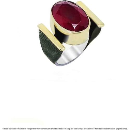Stem Ruby Cubic Zirconia Silver Women 'S Ring 101 Model