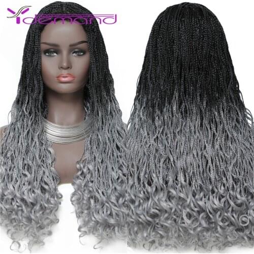 Y Demand Makeup Wigs Toys Box Braid Curly Hair For Black Women Synthetic Grey Ombre Braids Wigs Long Wigs In Daily Use