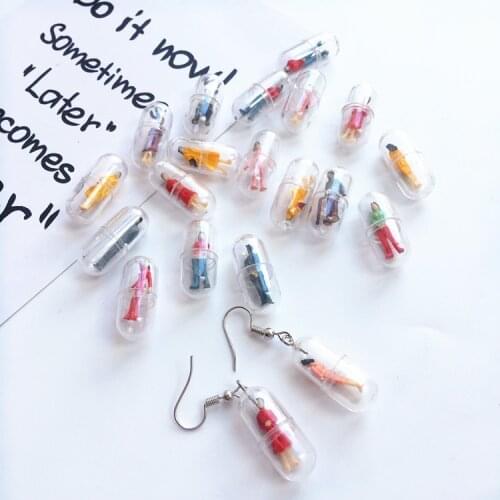 Funny Handmade Cute Capsules Colorful Humanoid Fun Drop Earrings Female Creative Personality Candy Earring Funny Jewelry Gift