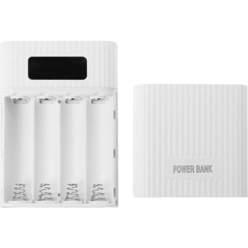 18650 Battery Charger Dual USB Output Anti-Reverse 18650 Battery DIY Power Bank Box with LCD Display LED Light Lamp