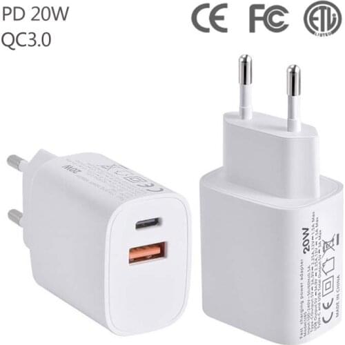 PD 20W Fast Charger USB C Charger For iPhone 12 Mini 12 Pro Max 11 8 8Plus Xs SE2020 Samsung QC3.0 Type C Travel Charger EU US