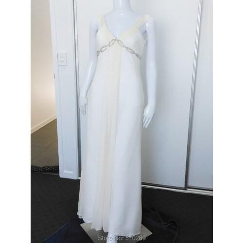 Vintage Chiffon Beach Summer Wedding Dress Vestido Branco Beading Sequins Bridal Gown Robe De Mariage Real Made Plus Size V Neck