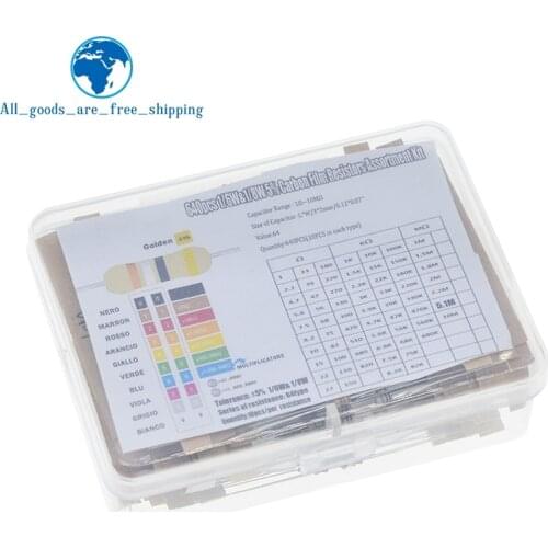 1/8W 5% 640pcs 64 Values 1R - 10MR 0.125W Carbon Film Resistor Assorted Kit Set