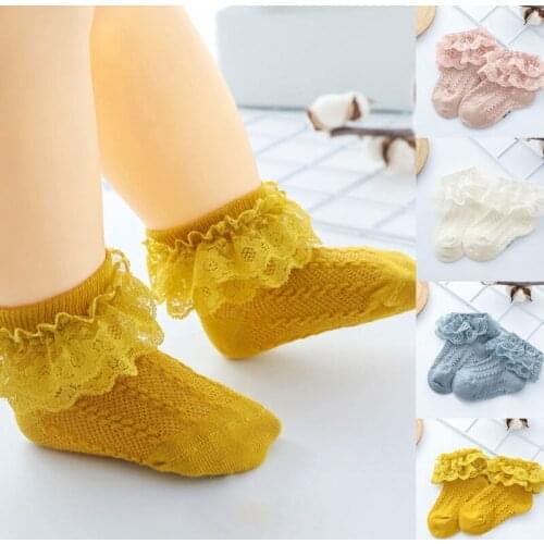 1 Pair Baby Girls Socks Lace Ruffle Spring Summer Cotton Mesh Thin Socks for Newborn Infant Child Kids Casual Princess