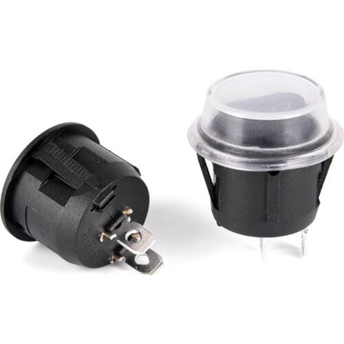 1pcs Round Black 2 Pin SPST ON-OFF Rocker Boat 12V Snap + Waterproof Coat Switch