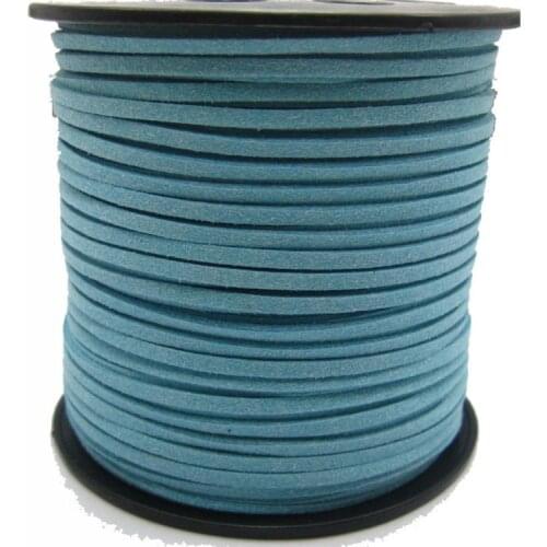 100 Yards Blue Faux Suede Flat Leather Cord Lace String 3mm