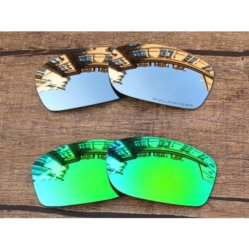 Vonxyz 2 Pairs Chrome Mirror & Jade Mirror Polarized Replacement Lenses for-Oakley Fives Squared Frame