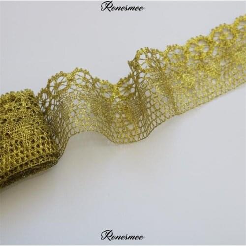 2Yards Yellow Gold Fabric Flower Venise Venice Mesh Lace Trim Applique Sewing Craft Crown Tiara Making Lace 6.5cm SX438