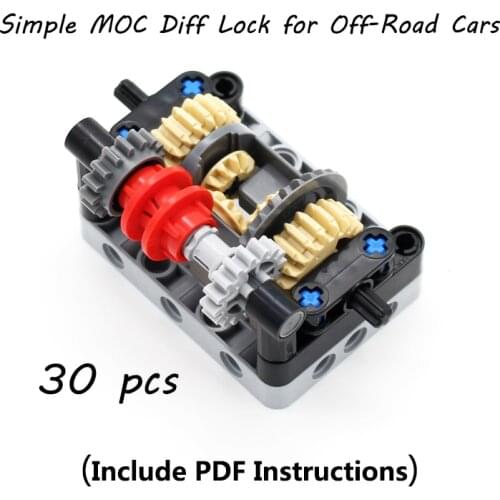 30 Pcs MOC High-tech Off-Road Car Simple Diff Lock Differential Gears Kits Framed Differential Bricks Set Building Blocks Toys