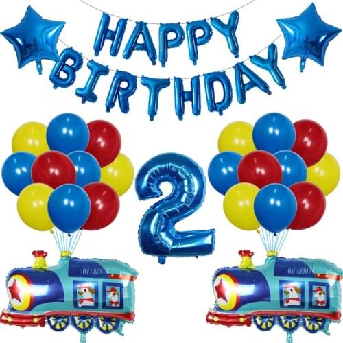 38pcs Aluminum Film Balloon Transportation Tank Car Train Children Birthday Toy Party Decoration Aluminum Foil Balloons Globos