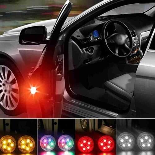 4pcs Wireless LED Car Door Warning Light Magnet Decorative Indicator Opened Safe Avoid Crash Strobe Flash Signal Parking Lights