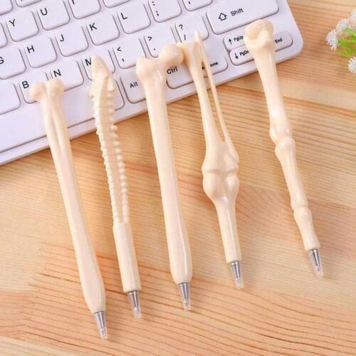 5pc Realistic Bone Modeling Ballpoint Pen Gift New Realistic In Pen Exotic Novelty Halloween Stationery Shape The Bone Oil T3A7