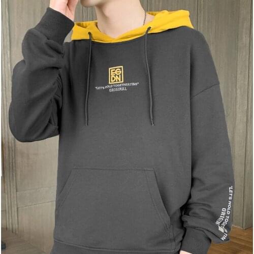 #7078 White Black Gray Red Letter Print Hoodies Sweatshirt Tops Pullovers Men Spring Autumn Clothes Fashion Casual Loose Tops