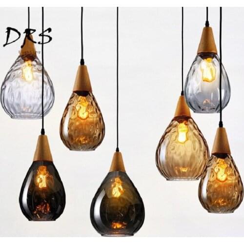 American Country Chandelier light Solid Wood Loft Crystal Glass Pendant Lamp Creative Restaurant Bar Perfume Bottle Pendant Lamp