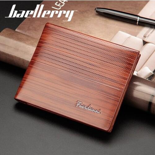 Baellerry Luxury Mens Leather Wallet Short Male Purse Coin Pocket Credit Card Top Vintage Embossed Wallet Purse Brand Wallets