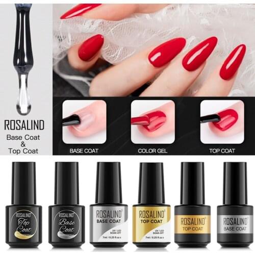 ROSALIND 7ml Base Top Coat Gel Nail Polish All For Manicure Hybrid Varnishes Soak Off Gel Lacquer Semi Permanent Nail Art Design