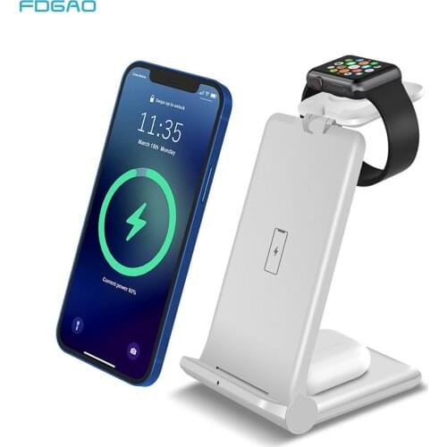 3 in 1 Wireless Charger Station for iPhone 12 11 XS XR X 8 Apple Watch 6 5 4 3 Airpods Pro 15W Fast Charging For Samsung S21 S20
