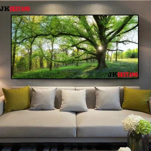 Large 5D Diy diamond painting Green tree Diamond Mosaic Rhinestone Embroidery cross stitch Y4235