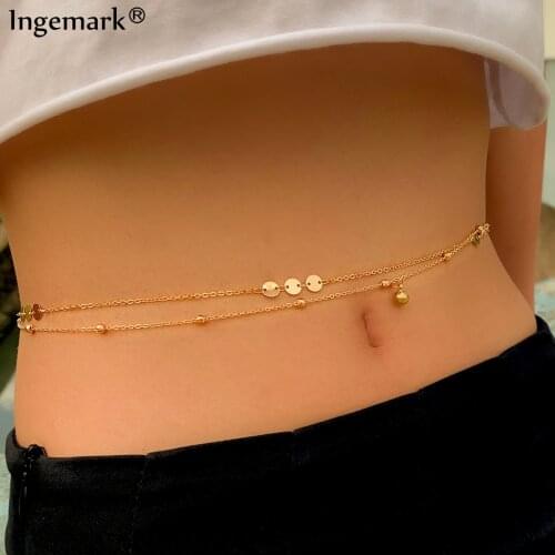 Boho Sexy Slaver Women Bells Sequin Pendant Belly Waist Chain Accessories Party Dress Bikini Body Jewelry Waistband Gifts 2021