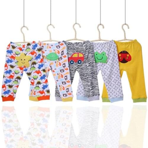 Baby Pants 5 Pieces Cartoon Print Knitted PP Pants Toddler Leggings 2017 Spring/Autumn Boys Girls Trousers For New Born Baby
