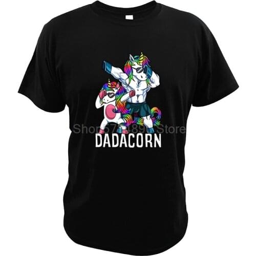 Dadacorn T-Shirt Dabbing Unicorn Of Unicorn Daughter Fathers Day Papacorn Gift Funny Novelty 100% Cotton Clothing