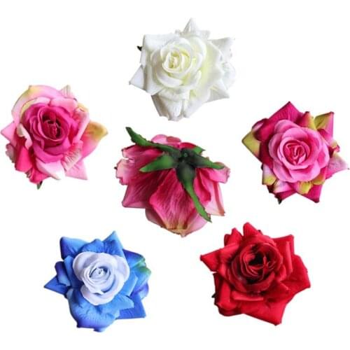 12CM Head,5PCS Multicolor Fabric Large Rose,Artificielle Silk Roses Heads,Decoration For Wedding Arch,Hair,Bouquet Accessories