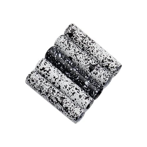 Coolstring Shoelace Tips 4.6*20mm Random Spray Dots With Black and White Rope Ends 4 pcs/set Aglets For Canvas Shoe Cordones