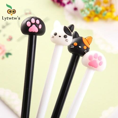 12 Pieces Lytwtws Cartoon Cat Claw Kawaii School Supply Office Stationery Gel Pen Handles Creative Cute gift