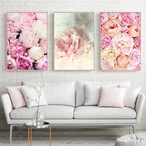 Canvas Painting Nordic Decor Elegant Peony Flower Phrase Poster And Print Wall Art Picture For Living Room Home Decoration