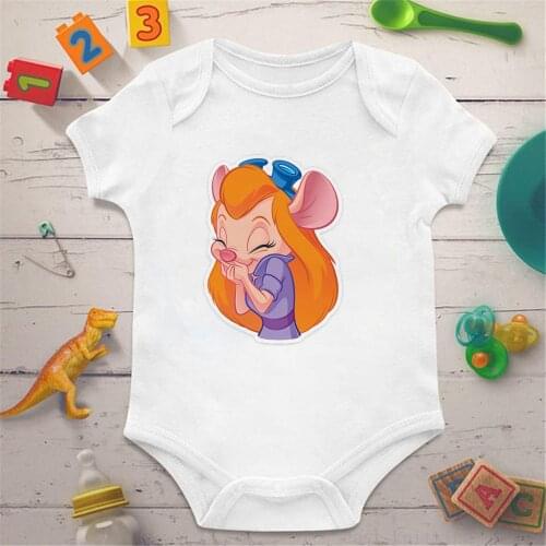 0-24M Chip And Dale Baby Rompers Newborn Summer White Jumpsuits Harajuku Streetwear Baby Clothes For Boys Girls Infant Bebe Top