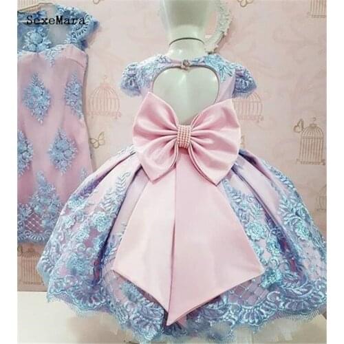 Lace Applique Flower Girl Dresses Cap Sleeves Ball Gown Little Princess Birthday Dresses Party Gowns Photoshoot