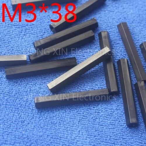 M3*38 black 1 pcs Nylon 38mm Hex Female-Female Standoff Spacer Threaded Hexagonal Spacer Plastic Standoff Spacer high-quality