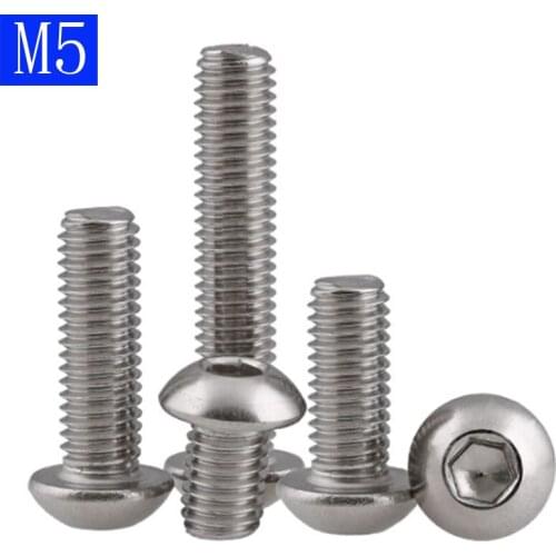 M5 5mm M5 - 0.8 Metric 304 Stainless Steel Hex Socket BUTTON HEAD Screws Bolt A2