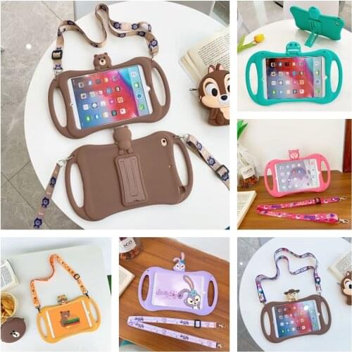 Cute Cartoon Silicon Case For IPad 5th 6th 10.2 7th 8th Mini 5 Pro 9.7 10.5 11 Air 1 2 3 4 Kids Safe Stand tablet Cover Funda