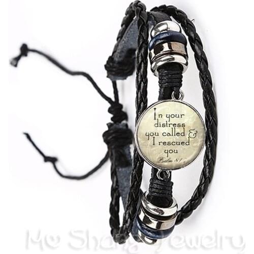 Trendy Psalm Bracelet Charms Handmade Round Glass Letter Bracelet Bible Quote Jewelry Gift For Christian Women Men