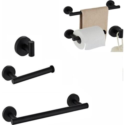 Stainless Steel Towel Rack Wall-mounted Black Silver Towel Holder Toilet Paper Holder Storage Bracket Bathroom Accessories Shelf