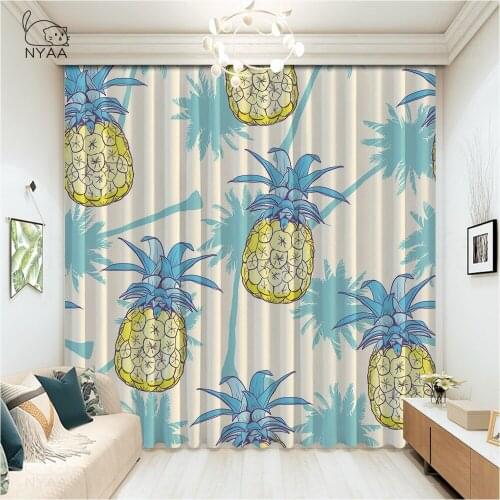 Nordic Style Pineapple Curtain Pastoral Curtains For The Window Modern Home Decoration Living Room Door Curtains Micro Shading