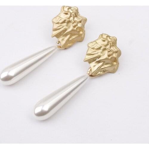 New Simulated pearl Drop Earrings Fashion Bohemian Gold Metal Wedding Earrings For Women Jewelry Gift
