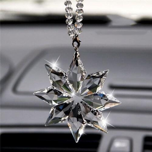 Car Transparent Crystal Snowflake Decoration Pendant Sun Catcher Snowflake Ornament Christmas Gift Pendant