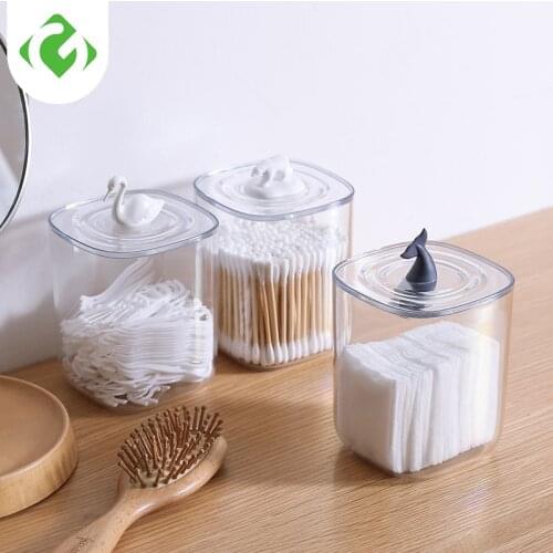 Transparent Organizer Cotton Swab Storage Box Organizador Acrylic Cotton Pad Storage Box Cosmetic Plastic Box Bathroom Bedroom