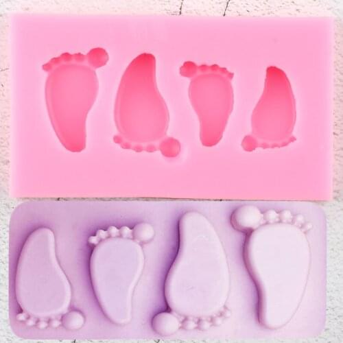 Baby Foot Silicone Molds Chocolate Cupcake Topper Fondant Mould DIY Baking Cake Decorating Tools Candy Polymer Clay Resin Moulds