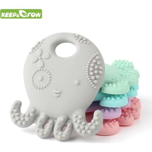 KEEP&GROW Octopus Silicone Teether BPA Free Mordedor Silicona Soother Chain Baby Teething Toys DIY Necklace Teething Pandent