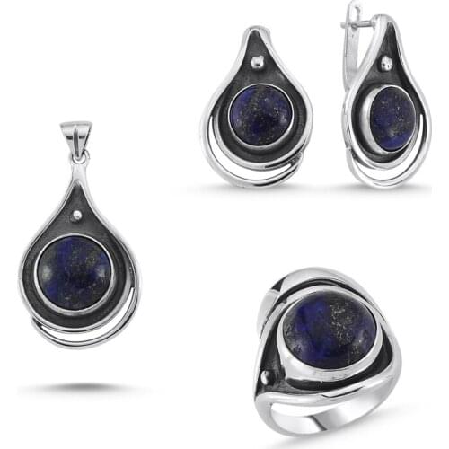 Silverlina Silver Lapis Lazuli Stone Handwork Set