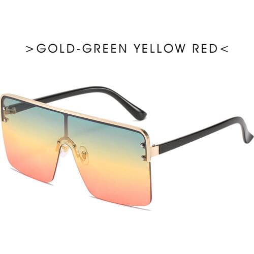 New metal big frame trend sunglasses women fashion gradient color one-piece sunglasses men women glasses street shooting uv400